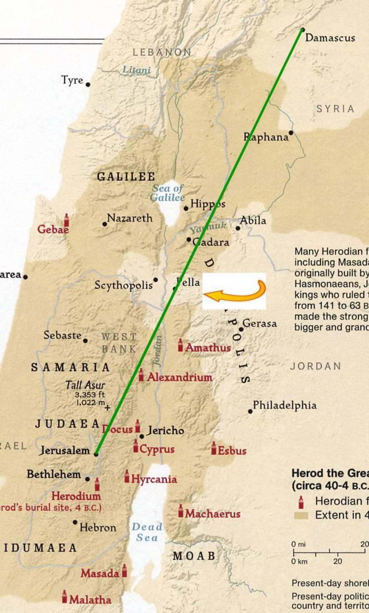 mappa di Gerusalemme a damasco