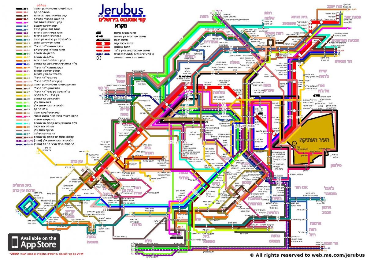mappa di autobus di Gerusalemme