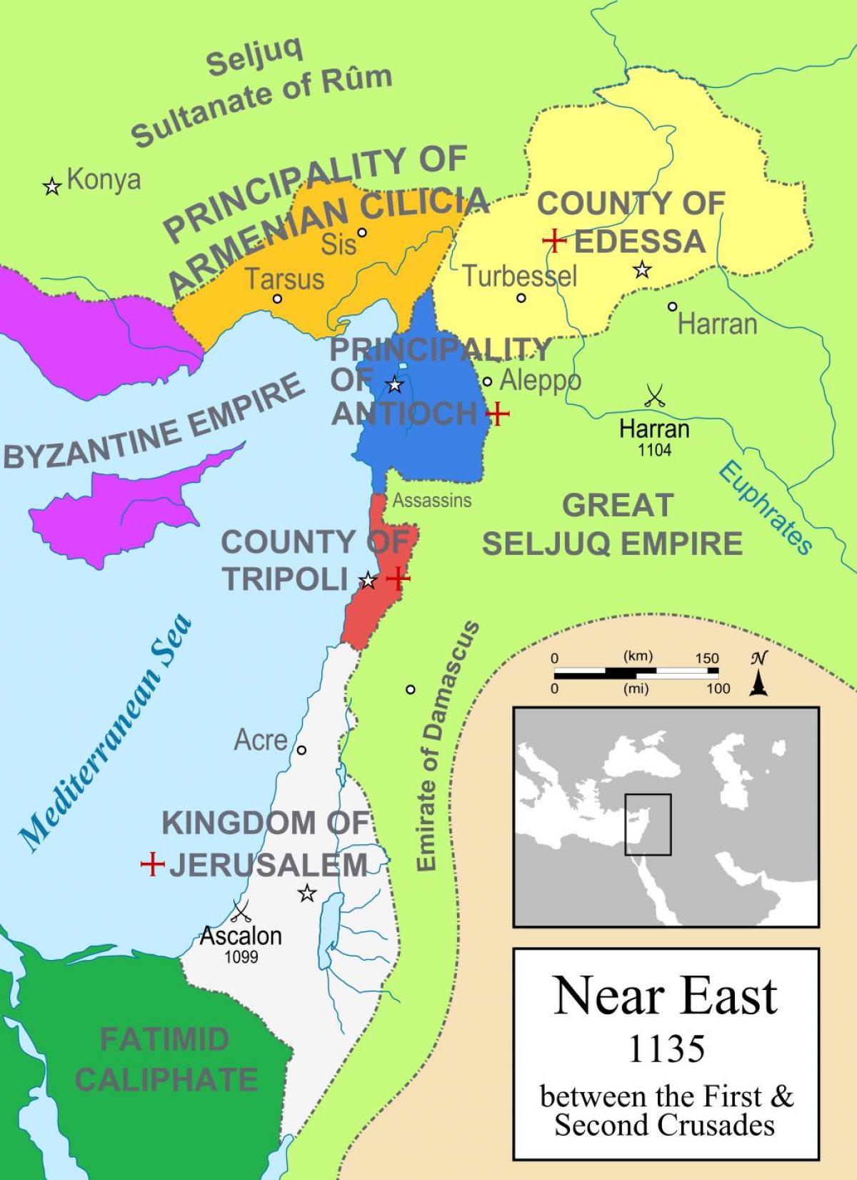 mappa del Regno di Gerusalemme