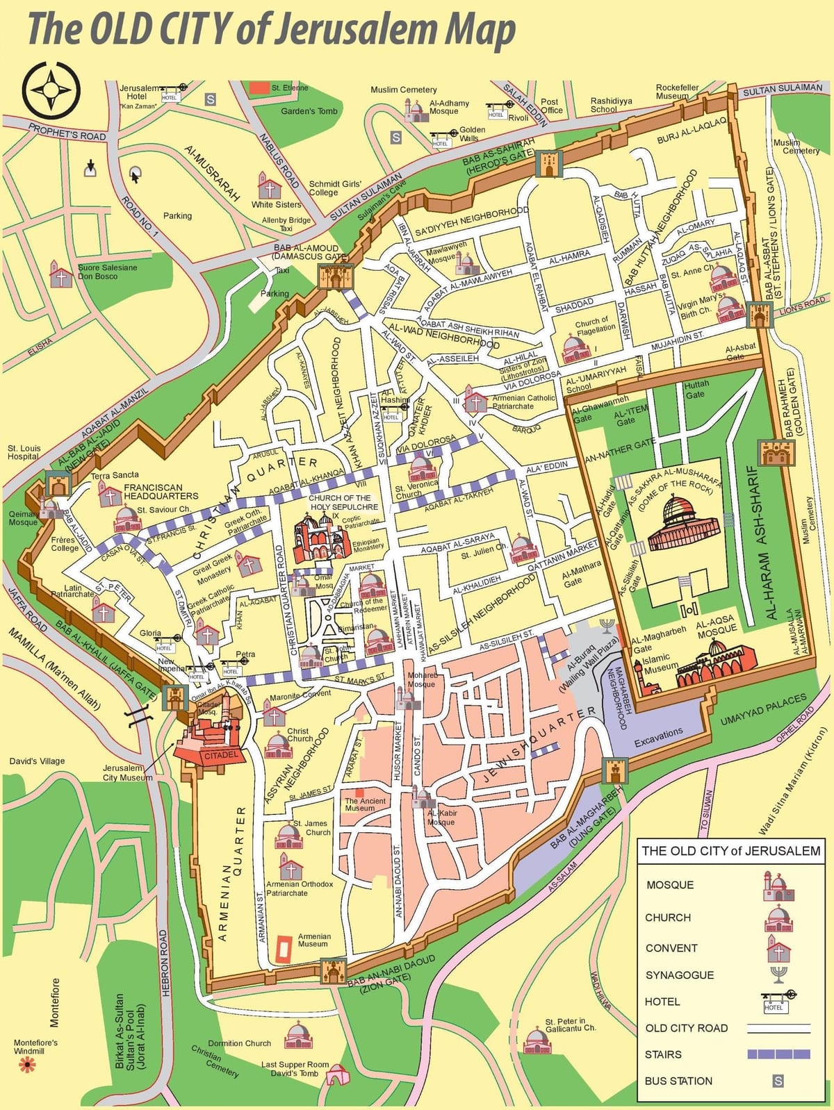 mappa della città vecchia di Gerusalemme