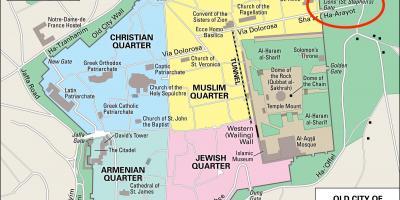 Mappa di lions gate Gerusalemme
